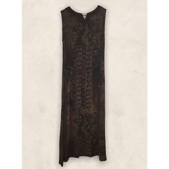 Vtg Norton McNaughton Maxi Dress Brown Floral Pleated Belted Size‎ M - Picture 10 of 13